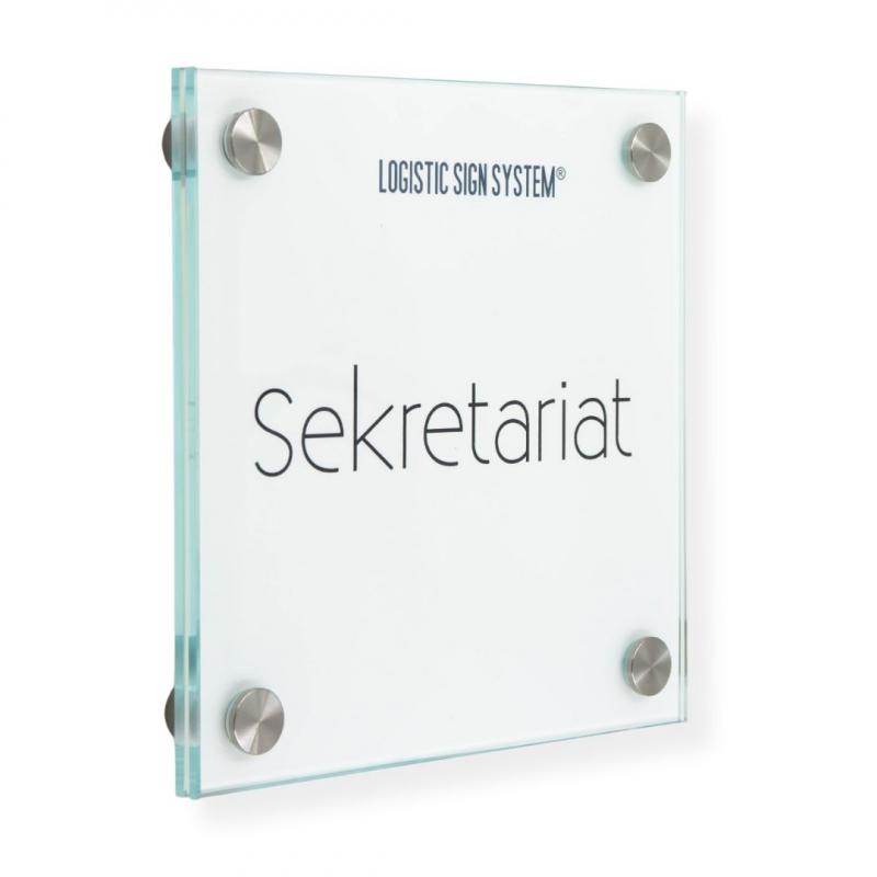 Türschild VITRUM B , Glasschild, Büroschild, 150 150 mm